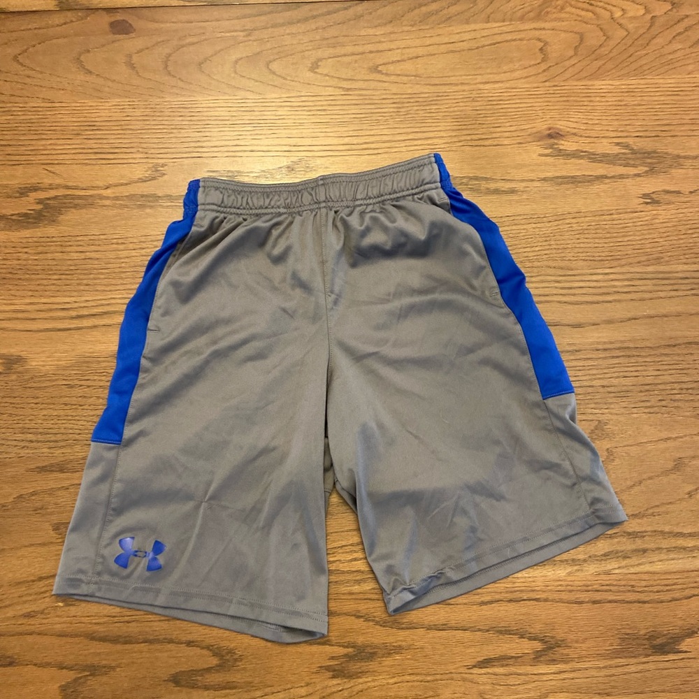 Youth Gray and Blue Under Armour Shorts